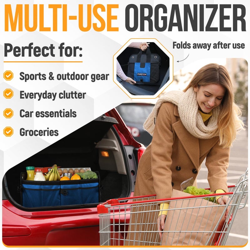 FORTEM Trunk Organizer For SUV Car Organizer and Storage, Collapsible Multi-Compartment Storage Bag Car Accessories for Women Men, 1680D Oxford, Non Slip Bottom, Adjustable Straps, Soft Cover (65L) - Image 5
